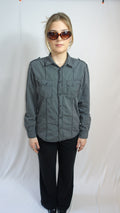 Black/White Utility Shirt With Chest Pockets