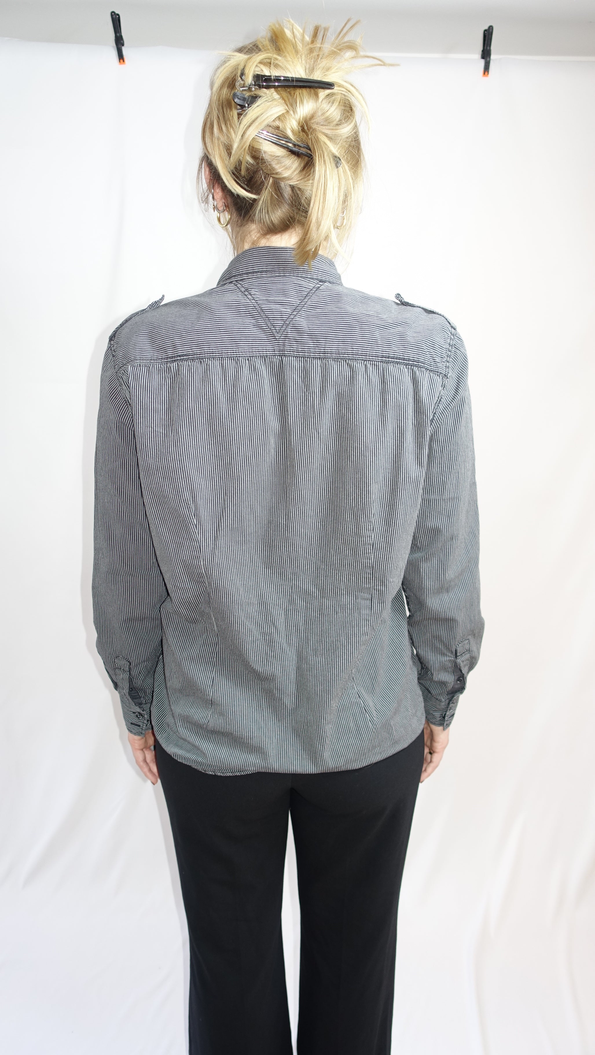 Black/White Utility Shirt With Chest Pockets