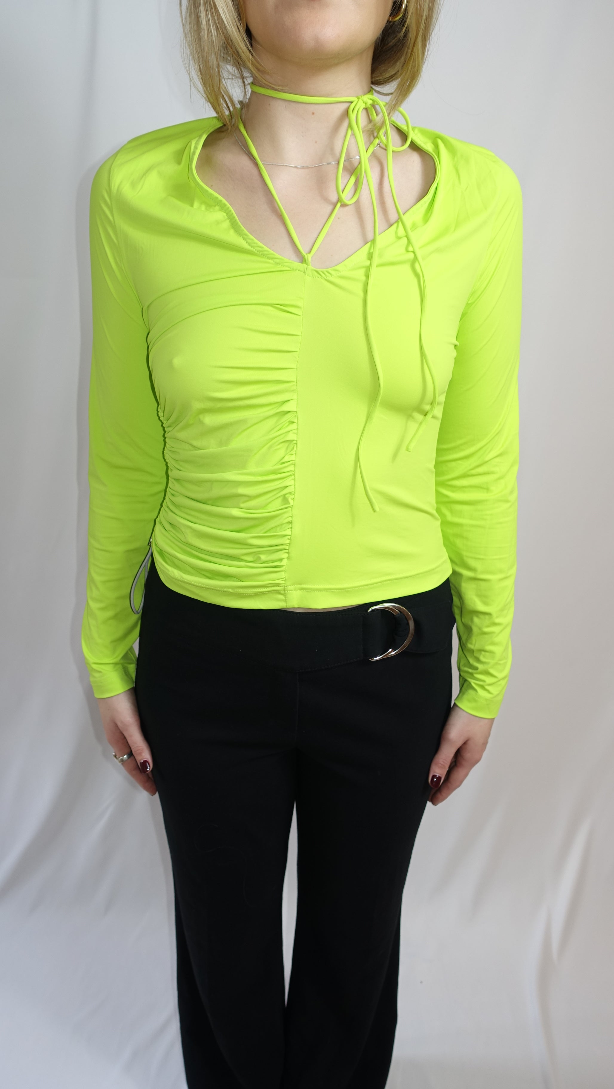 Neon Longsleeve Top With Tie Detail