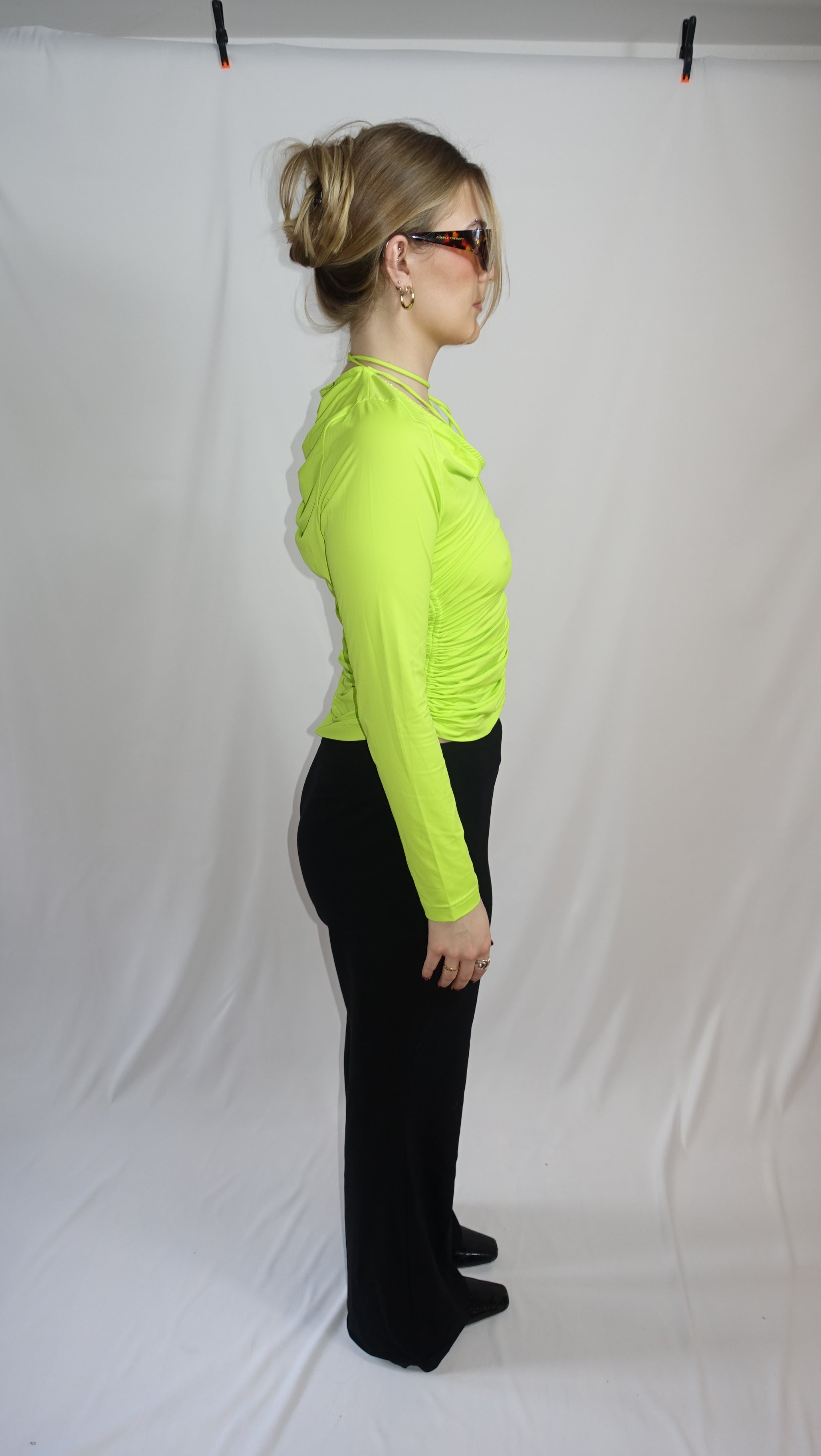 Neon Longsleeve Top With Tie Detail