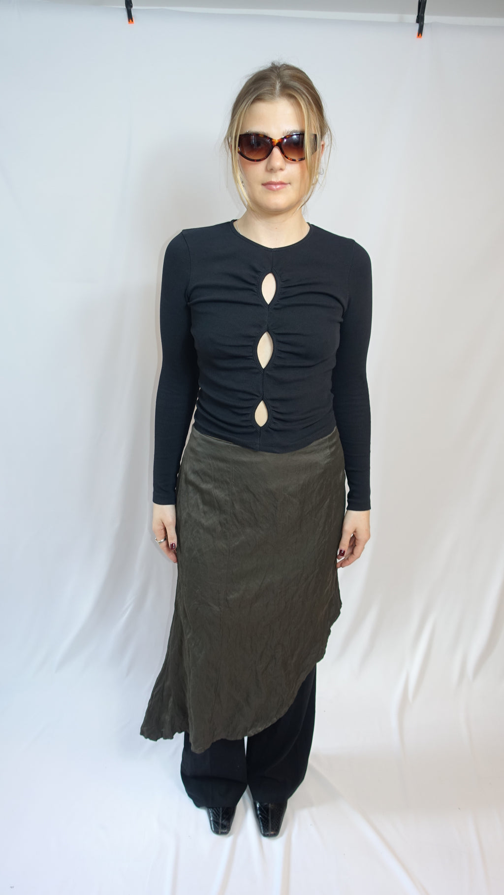 Brown Asymmetrical Midi Skirt