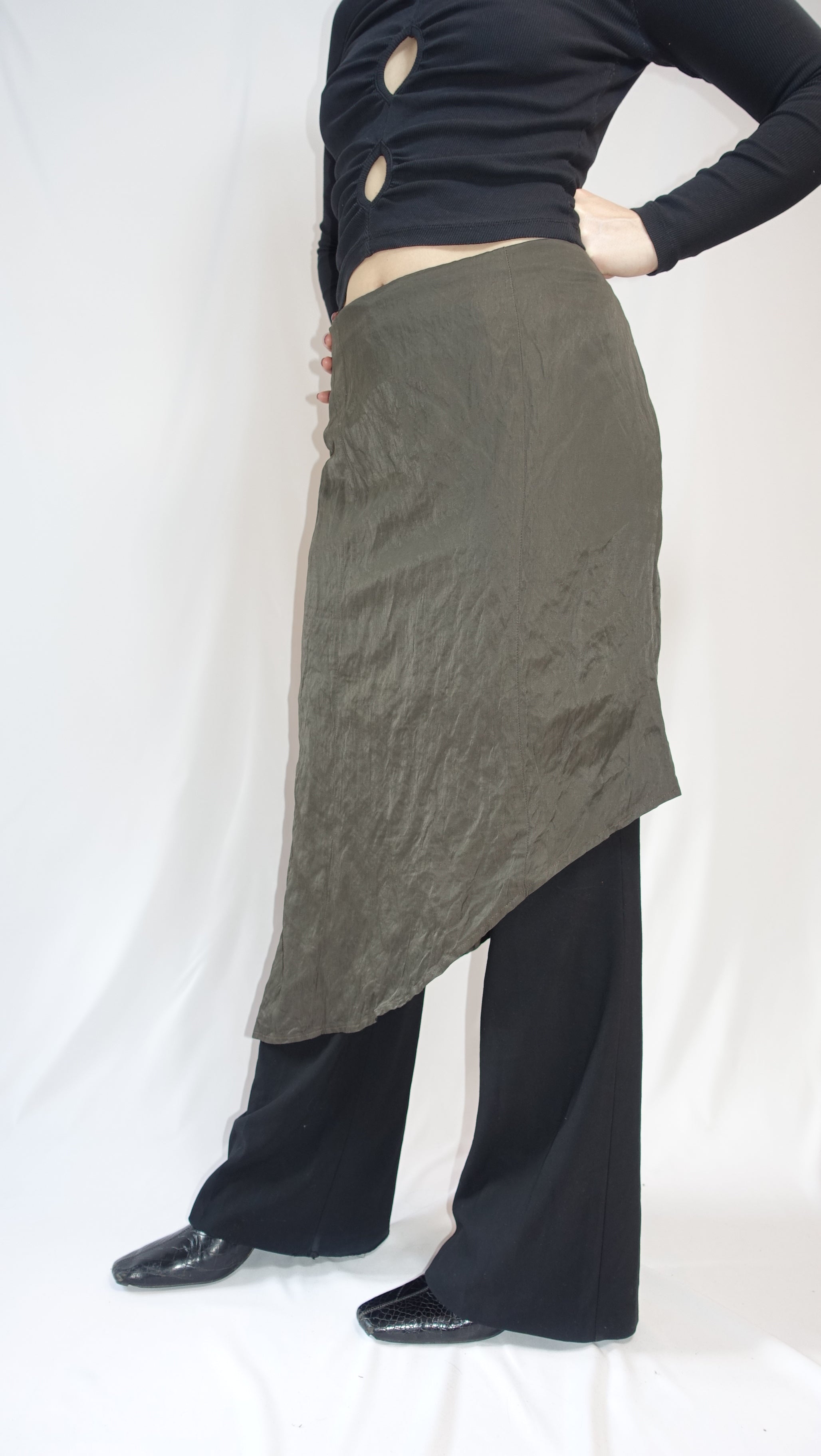 Brown Asymmetrical Midi Skirt
