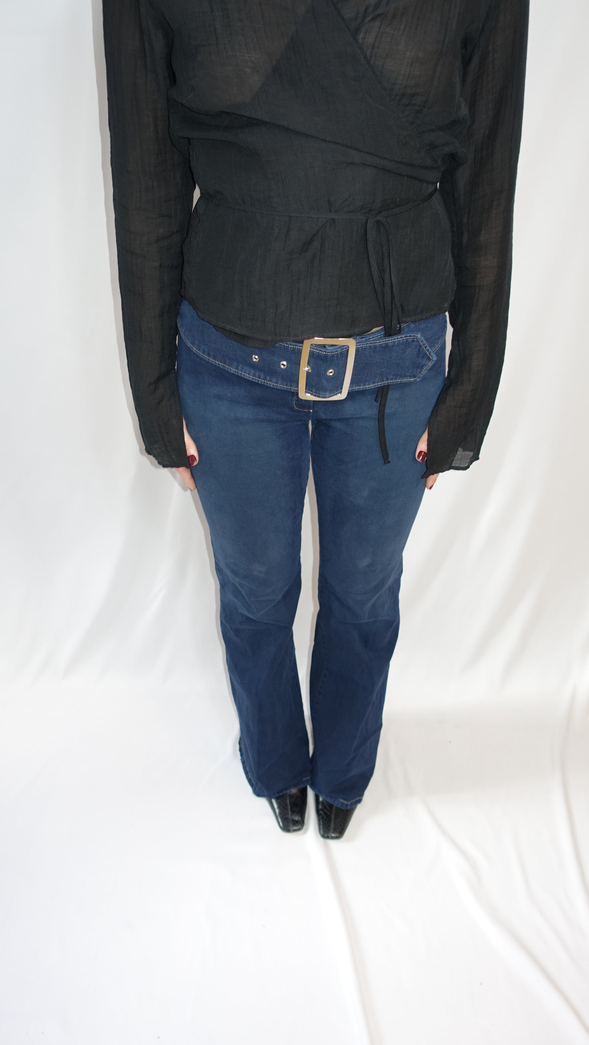 Bootcut Jeans With Buckle Belt