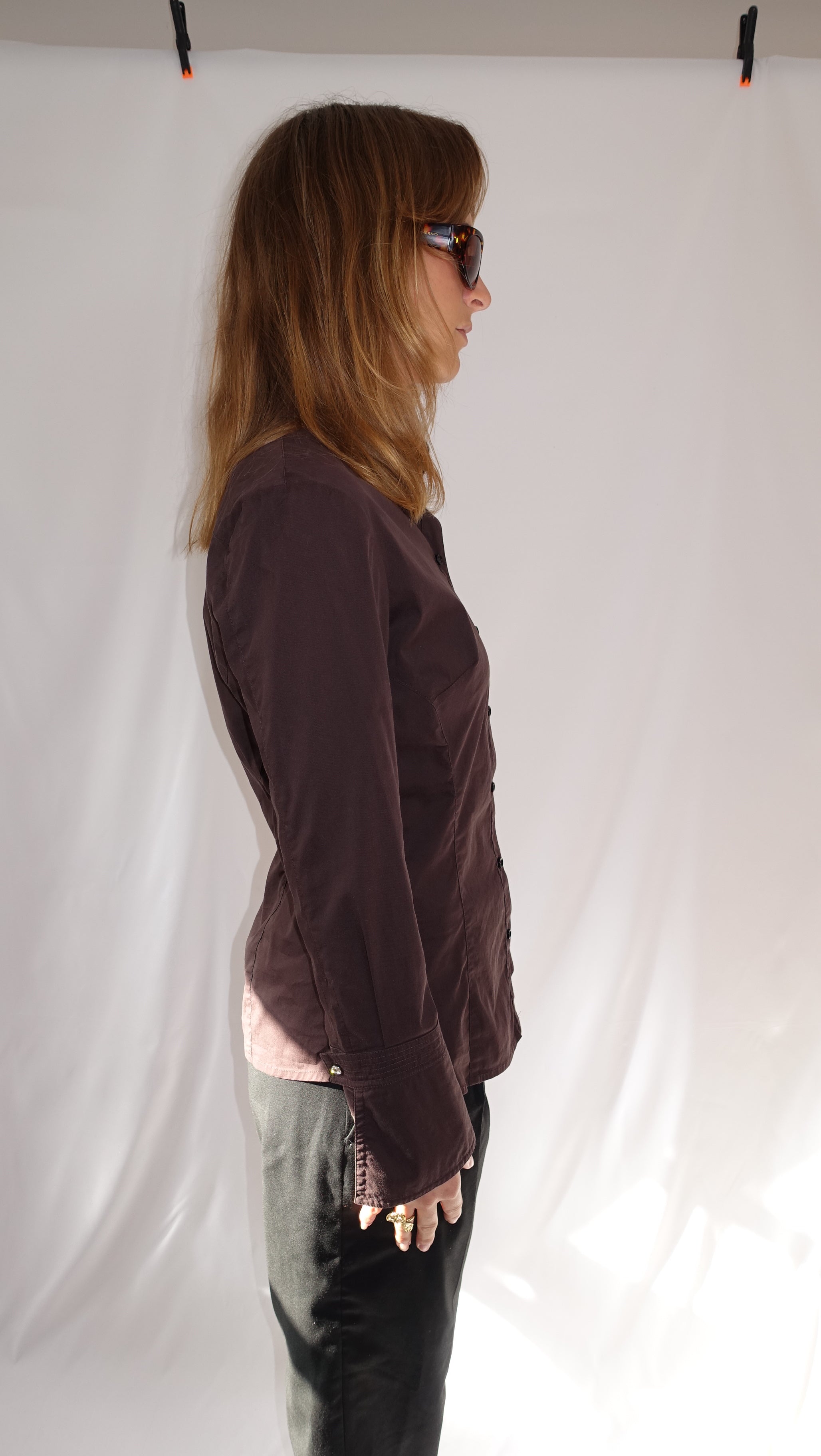 Brown Fitted Longsleeve Shirt