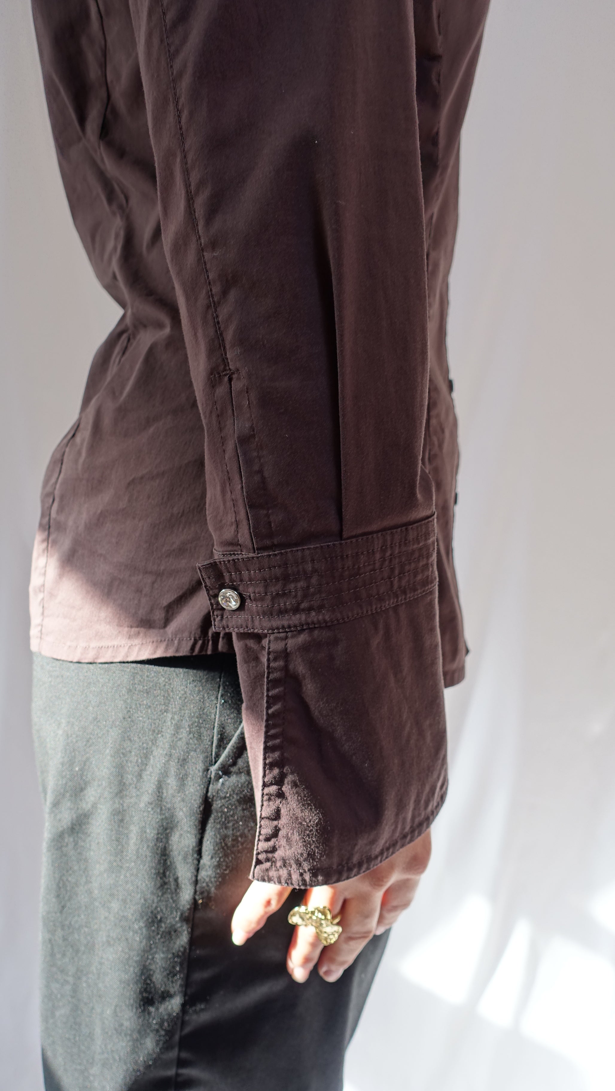 Brown Fitted Longsleeve Shirt