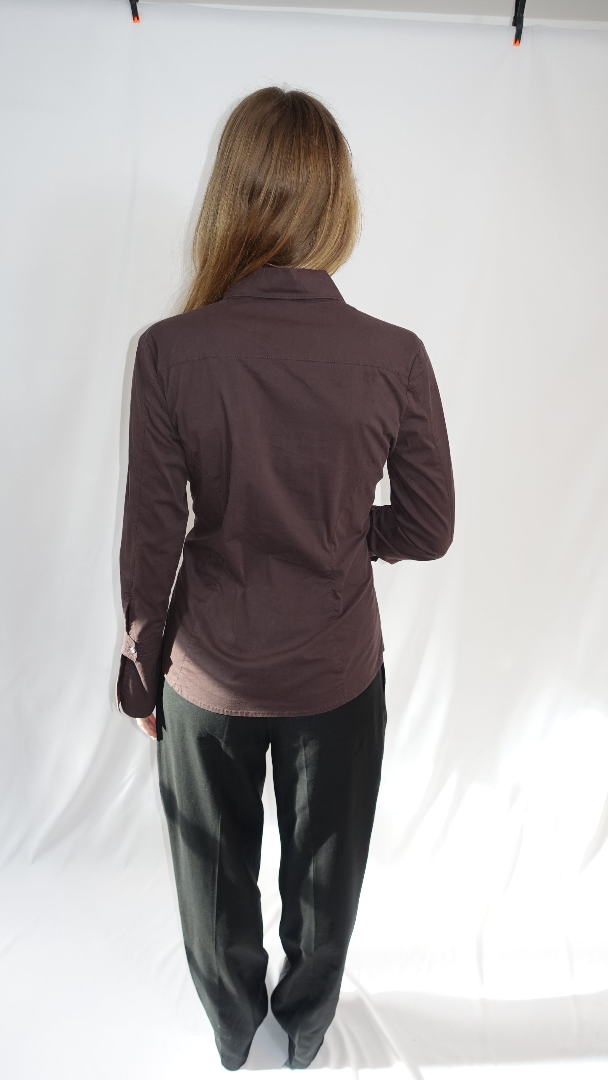 Brown Fitted Longsleeve Shirt